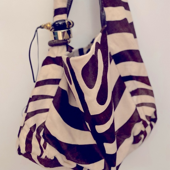 JIMMY CHOO ZEBRA PRINT SABO BAG - Picture 1 of 15